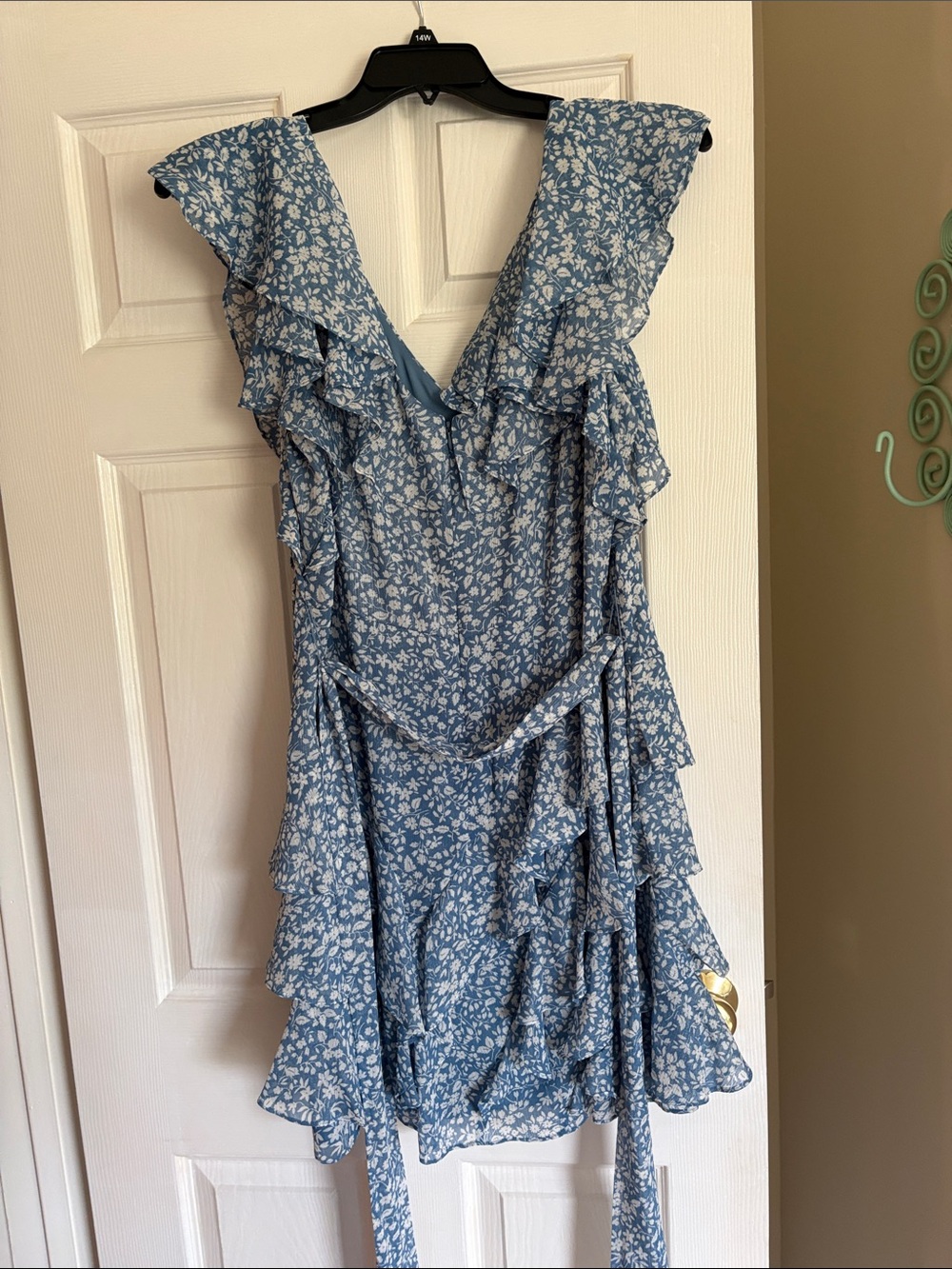 Lauren Ralph Lauren Blue Floral Ruffle Mini Dress - Picture 3 of 3